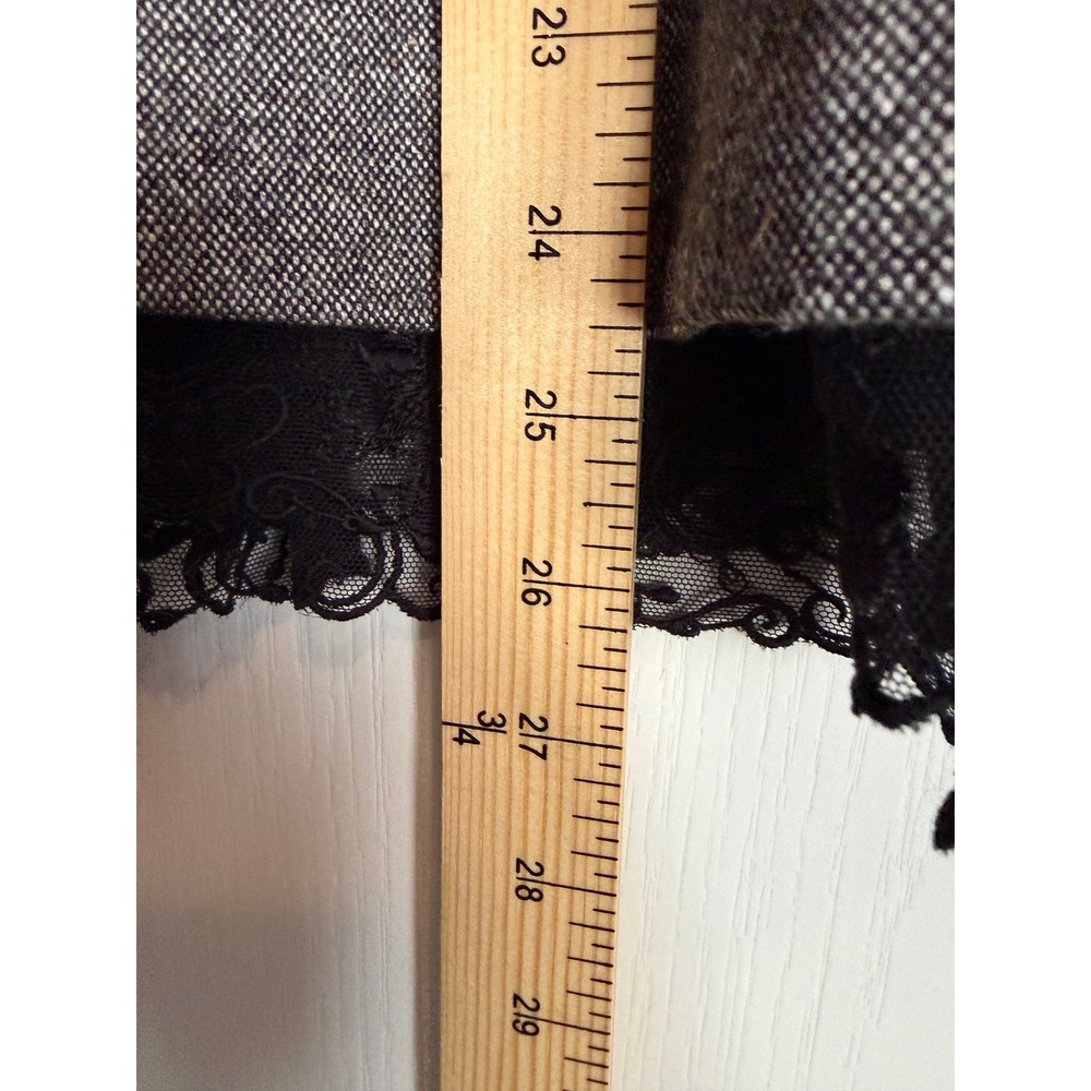 Ann Taylor Trumpet Skirt Women 2 Gray Wool Blend Lace Trim Dark Academia Tweed - Picture 8 of 16